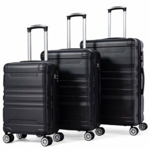 EXTSUD Handgepäckkoffer Hartschalen-Handgepäck Koffer mit TSA-Schloss und Universalrad Trolley, Erweiterbar Seitengriff 3-teiliges Set Warmes