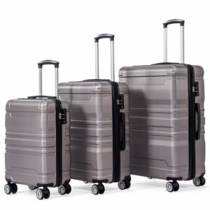 EXTSUD Handgepäckkoffer Hartschalen-Handgepäck Koffer mit TSA-Schloss und Universalrad Trolley, Erweiterbar Seitengriff 3-teiliges Set Warmes