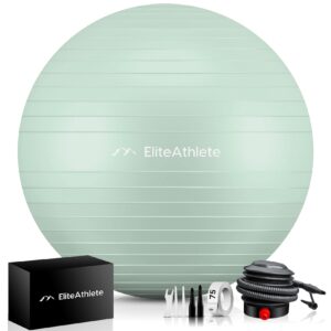 EliteAthlete® Gymnastikball Sitzball Büro ergonomisch mit Anti Burst System - Fitness Yoga Pilates Schwangerschaft - Schwangerschaftsball Fitnessball Yogaball - Yoga Ball inkl. Luftpumpe - Mint 55cm