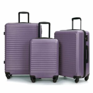 Flieks Hartschalen-Trolley, 4 Rollen, Trolleyset Handgepäck Koffer Set-3 tlg., ABS-Material, TSA-Schloss