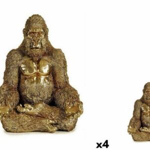 Gift Decor Dekoobjekt Deko-Figur Gorilla Yoga Gold 19 x 26,5 x 22 cm 4 Stück