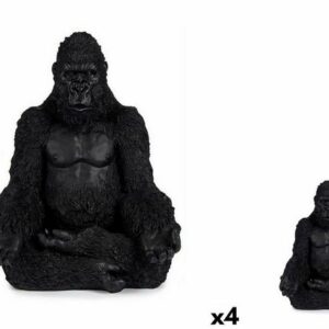 Gift Decor Dekoobjekt Deko-Figur Gorilla Yoga Schwarz 19 x 26,5 x 22 cm 4 Stück