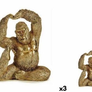 Gift Decor Dekoobjekt Deko-Figur Yoga Gorilla Gold 14 x 30 x 25,5 cm 3 Stück