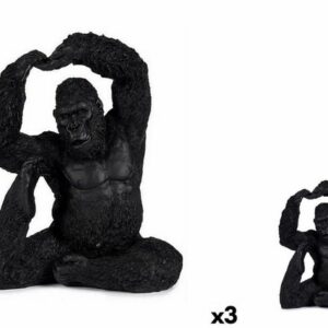 Gift Decor Dekoobjekt Deko-Figur Yoga Gorilla Schwarz 15,2 x 31,5 x 26,5 cm 3 Stück