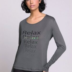 Gina Laura Rundhalsshirt Shirt Yoga Motiv Relax Rundhals Langarm