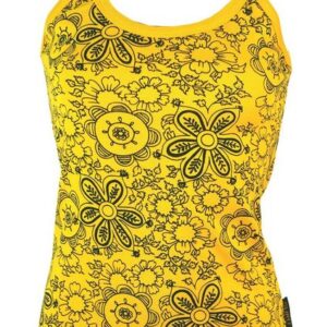 Guru-Shop T-Shirt Yoga Top Blümchen - gelb Festival, Ethno Style, alternative Bekleidung