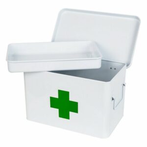HMF Medizinschrank Erste Hilfe Koffer, Hausapotheke Medikamentenkoffer mit Tragegriffen, 32,5x20,5x20 cm