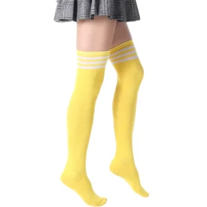 JK Woman Cosplay Stockings Yellow White Strips Color Lolita Long Socks Over Knee Thigh High Socks Women Compression Socks