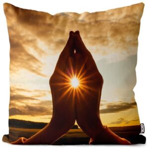 Kissenbezug, VOID (1 Stück), Sofa-Kissen Namaste Spirituelle Hände Yoga Sonne Sonnenaufgang Entspannung Gebet Religion Gott Kirche Pfingsten Jesus Fastenzeit Bibel Gottesd