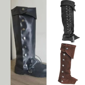 L93F Medieval Gaiters Leg Covers Knight Boot Covers Steampunk Leg Guards Knight Cosplay Costume Accessories Gifts