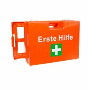 Lüllmann - Erste-Hilfe-Koffer s, mit Füllung gem. din 13157, inkl. Wandhalterung - orange
