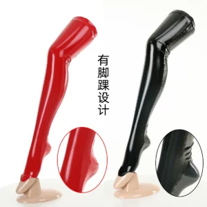 M-3XL Versatile Black Red Shiny Faux Leather Thigh-High Women's Long Socks Over Knee Women Pole Dance Club Cosplay Stockings