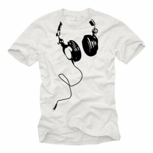 MAKAYA Print-Shirt Herren Musik T-Shirt DJ Kopfhörer Headphones Bandshirt Männer Jungs mit Print