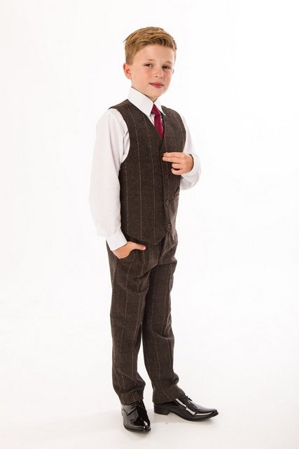 Melli-Trends Kinderanzug Jungen Anzug, Festanzug, braun (Hemd, Weste, Hose und Krawatte, 4-teilig) festlich, elegant