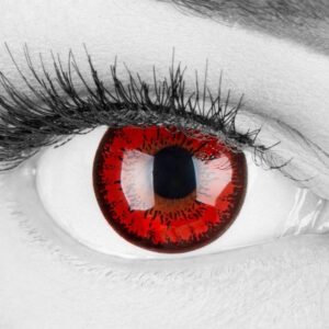 MeralenS Monatslinsen 'Red Flower' Farbige Rote Crazy Fun Kontaktlinsen Mit & Ohne Stärke