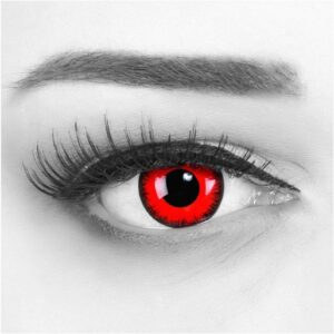 MeralenS Monatslinsen 'Red Lunatic' Rote & Schwarze Fun-Kontaktlinsen: Top für Halloween