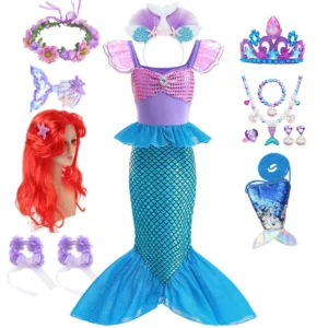 Mermaid Birthday Party Dress Summer Girl Mermaid Costume Carnival Anime Cosplay Outfits 2-10 Yrs Kids Fantasy Disguise Prom Gown
