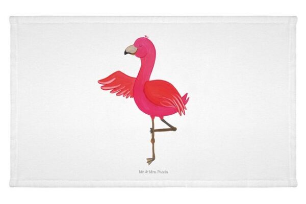 Mr. & Mrs. Panda Handtuch Flamingo Yoga - Weiß - Geschenk, Yogi, Rosa, Gästetuch, Baum, Achtsam, (1-St)