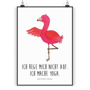 Mr. & Mrs. Panda Poster DIN A3 Flamingo Yoga - Weiß - Geschenk, Entspannung, Wandposter, Kind, Flamingo Yoga (1 St)
