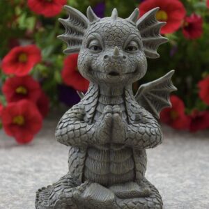 MystiCalls Dekofigur Glücksdrache Yoga Yogi - Gartendrache klein Garten Figur Dekoration