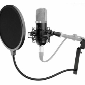Pronomic Mikrofon CM-22 Studio Großmembranmikrofon (Popschutz schwarz-Set, 6-tlg), Inkl. Spinne, Windschutz, Etui und Koffer