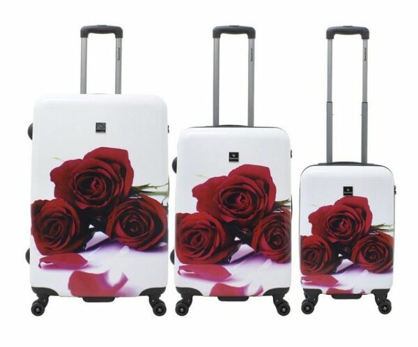 Saxoline® Koffer Saxoline Spinner 4 Rollen TSA Gr. S/M/L/SET Red Roses, 4 Rollen, TSA-Zahlenschloss