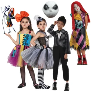 The Nightmare Before Christmas Girl Cosplay Anime Sally Jack Skellington Costume Halloween Dress Carnival Party Jumpsuit Clothes