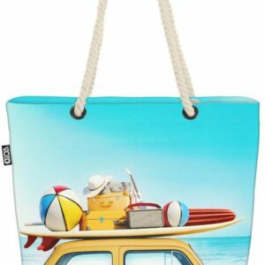 VOID Strandtasche (1-tlg), Auto Urlaub Italien Retro Reise koffer meer sommer reise sonne touris