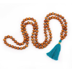 bodhi Perlenkette Mala Yoga Kette mit Sandelholz-Duft, farbige Quaste, 108 Perlen