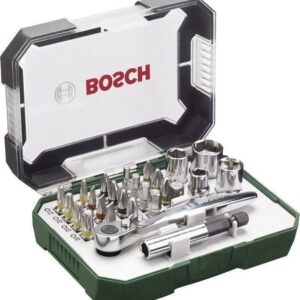Bosch - Knarrenschraubendreher mit Bit-Satz - 26 Stücke - in Koffer