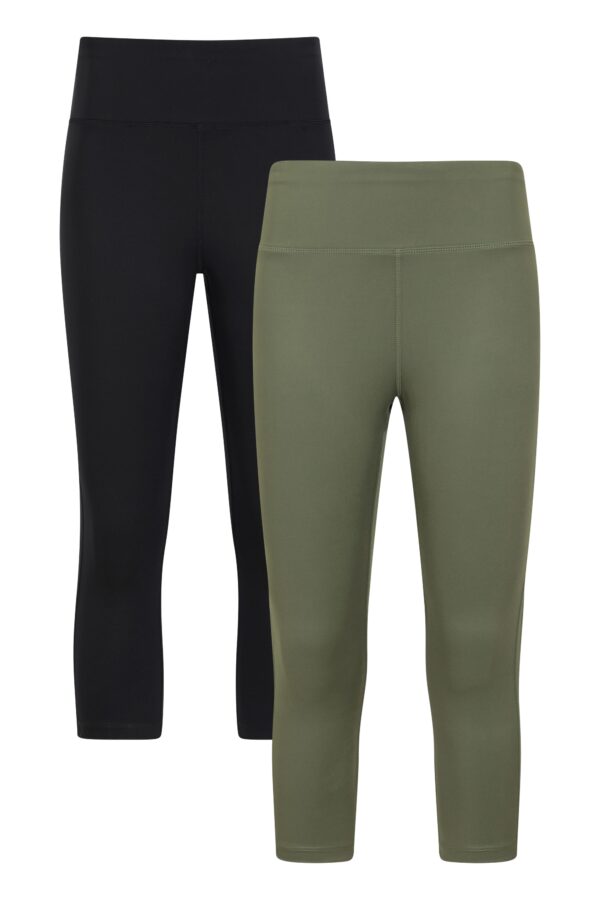 Capri Blackout Damen-Leggings mit hohem Bund, Mehrfachpackung - Dunkel-Khaki