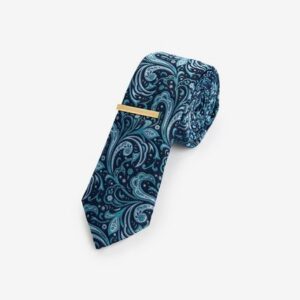 Next Krawatte Gemusterte Krawatte mit Krawattenklammer, Slim (2-St)
