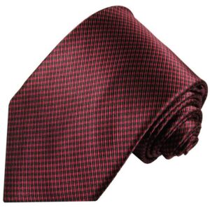 Paul Malone Krawatte Designer Seidenkrawatte Herren Schlips modern kariert 100% Seide Breit (8cm), Extra lang (165cm), rot schwarz 450