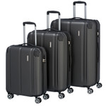 4 Rollen ABS Hartschalen Koffer Trolley M+L erweiterbar travelite CITY Anthrazit 3 tlg. 4w Trolley Set