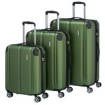 4 Rollen ABS Hartschalen Koffer Trolley M+L erweiterbar travelite CITY Grün 3 tlg. 4w Trolley Set