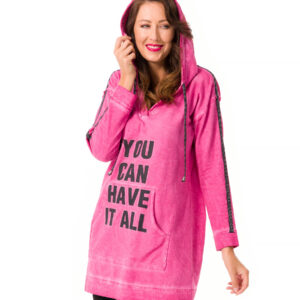 Body Needs Tunika Sweat Shirt ""You can have it all"" 40 rosa