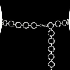 LENBEST Kettengürtel Kettengürtel Taillenkette aus Metall für Damen Silberner verstellbarer Body Link Gürtel