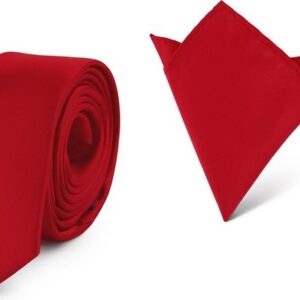 Ladeheid Krawatte Herren Schmale Krawatte & Einstecktuch Set SP/P (150cm x 5cm, 22cm x 22cm) (Set, 1-St., mit Einstecktuch)