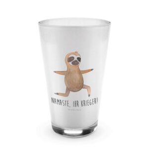 Mr. & Mrs. Panda Glas Faultier Yoga - Transparent - Geschenk, Cappuccino Tasse, Faultier D, Premium Glas