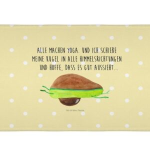 Mr. & Mrs. Panda Handtuch Avocado Yoga - Gelb Pastell - Geschenk, Vegan, Kinder, Gesund, bauch, (1-St)