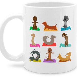 Shirtracer Tasse Dackel Yoga Dackel Lustig, Keramik, Hunde