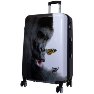 Trendyshop365 Hartschalen-Trolley Gorilla, bunter Koffer mit Tier-Motiv, 3 Größen, 4 Rollen, Zahlenschloss, Polycarbonat, Dehnfalte