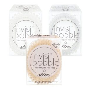 invisibobble Spiral-Haargummi 3 x 3 invisibobble Slim Dünne Haargummis Diverse Farben eleganter Look