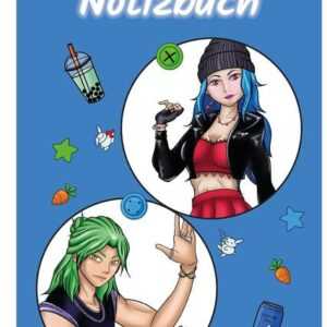 A 4 Notizblock Manga Quinn und Enora, blau, liniert