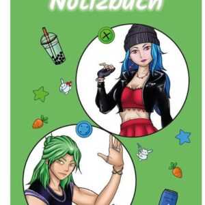 A 4 Notizblock Manga Quinn und Enora, grün, kariert