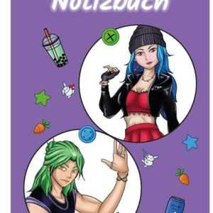 A 4 Notizblock Manga Quinn und Enora, lila, kariert