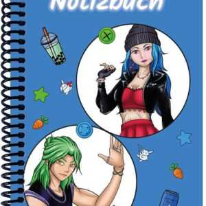 A 4 Notizbuch Manga Quinn und Enora, blau, blanko