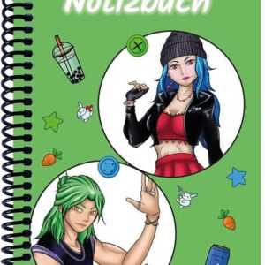 A 4 Notizbuch Manga Quinn und Enora, grün, kariert