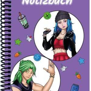 A 4 Notizbuch Manga Quinn und Enora, lila, kariert