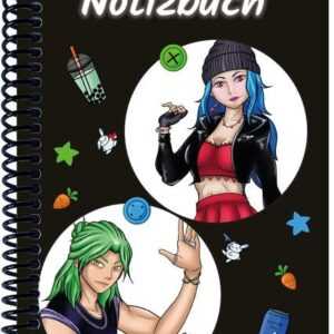 A 4 Notizbuch Manga Quinn und Enora, schwarz, blanko
